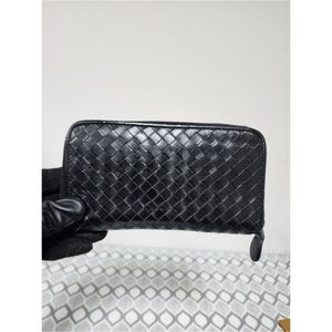 BOTTEGA VENETA Nappa Intrecciato Zip Around Wallet Black